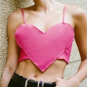 ZARA Heart Corset Top Women's Size Small pink summer crop valentines feminine